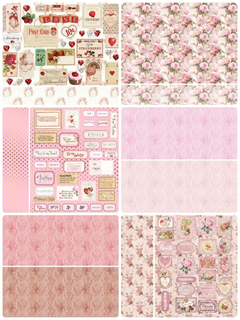 人気作再販♡A4デザインペーパー　70枚♡バレンタイン　コラージュ　おすそ分け