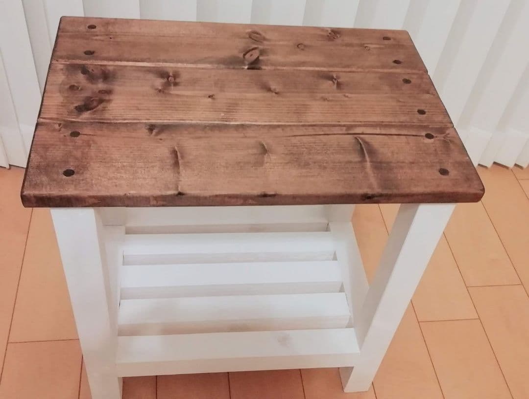 スツール棚付き/椅子/ホワイト【送料込み】