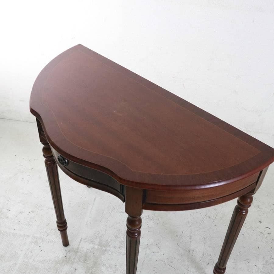 値下イタリア製クラシカル家具 象嵌 ハーフムーン コンソール サイドテーブル