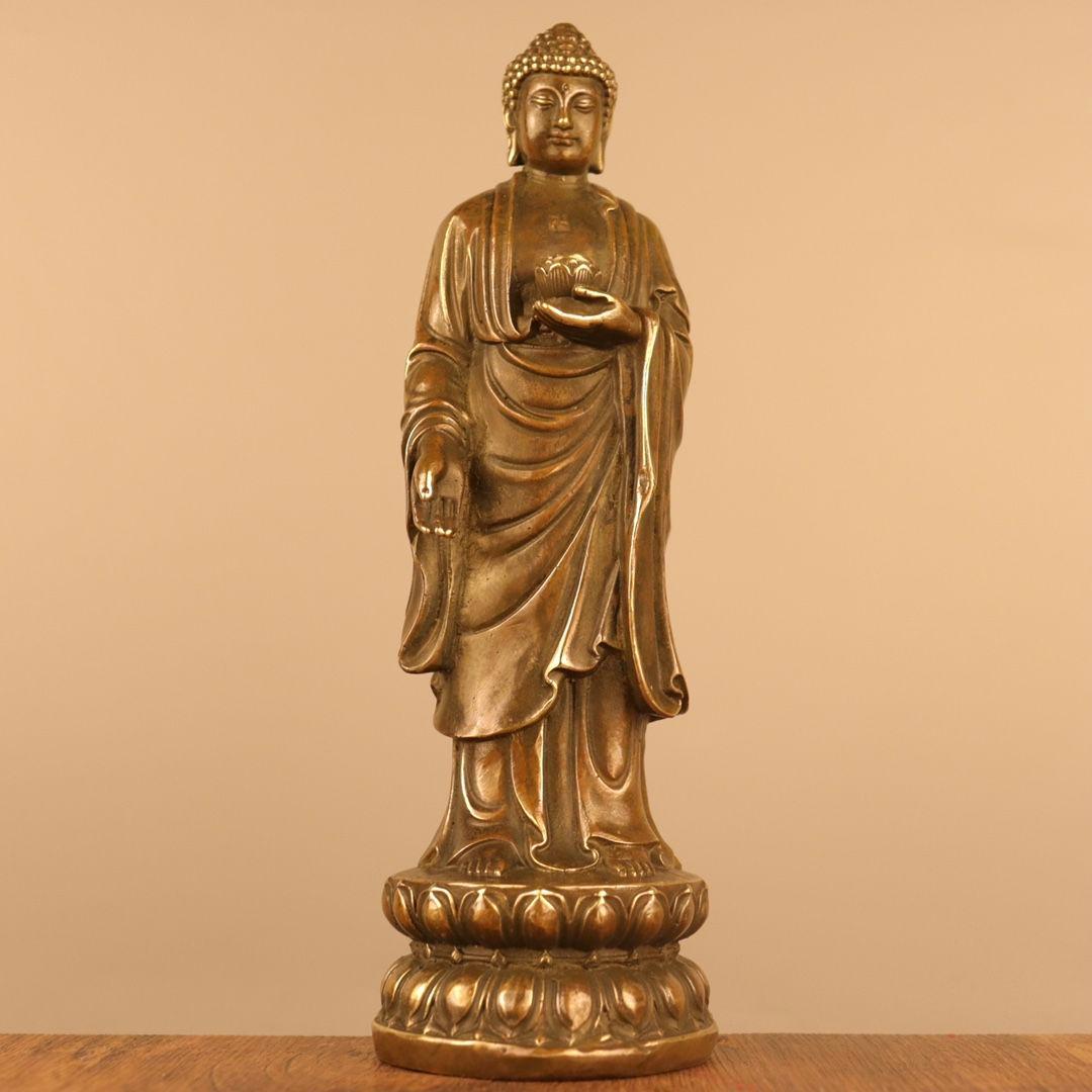 仏教美術 仏像駅蓮華釈迦如来仏様 銅製 銅器