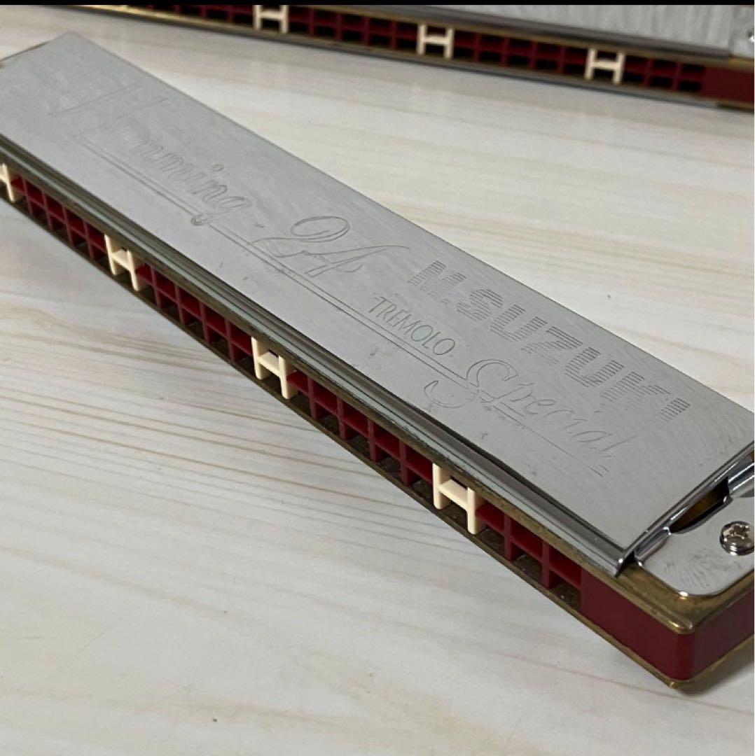 ② 【中古品】SUZUKI 24穴複音ハーモニカ５本　Am ANm