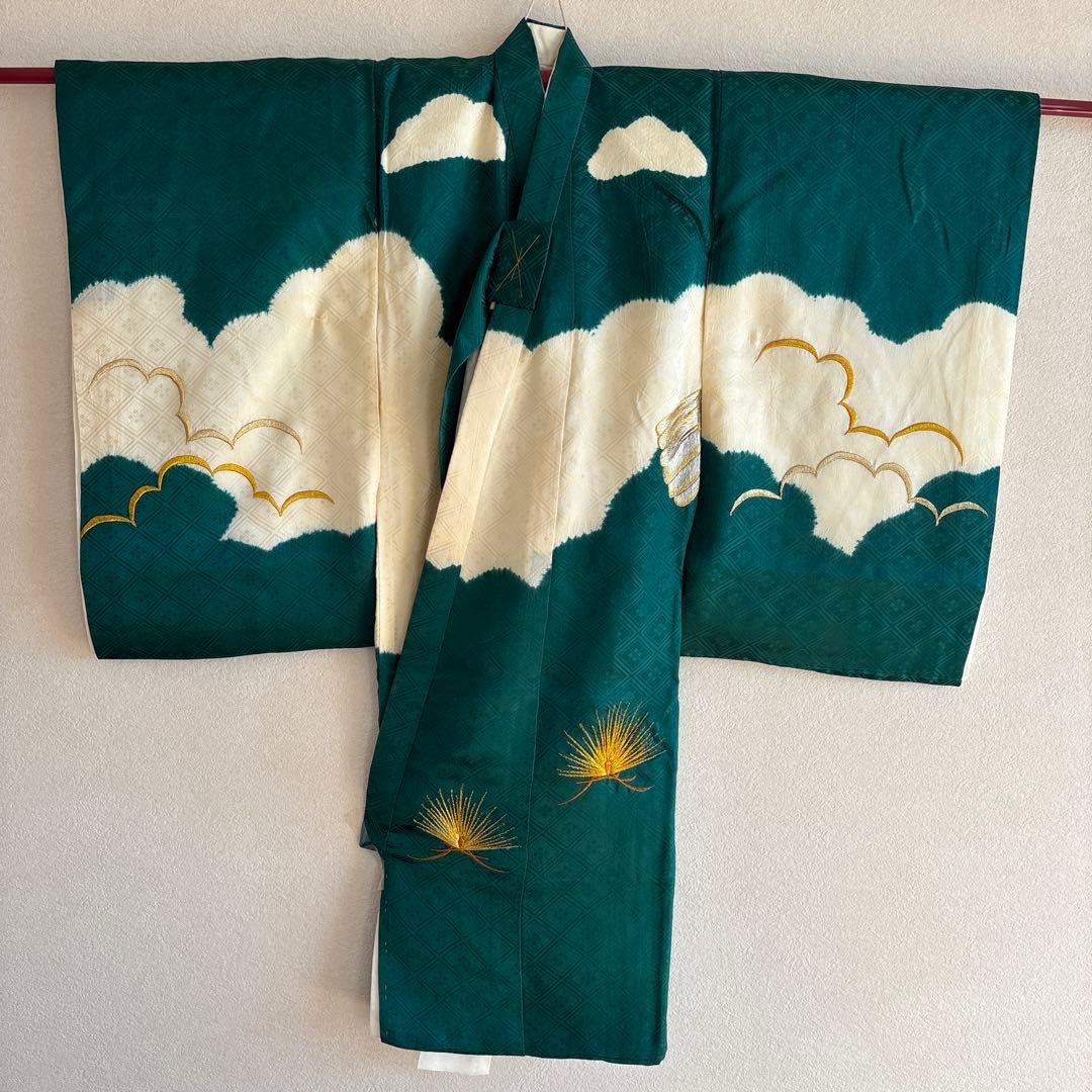 No.10 正絹　総刺繍 男の子お祝い着　長襦袢 七五三　のしめ