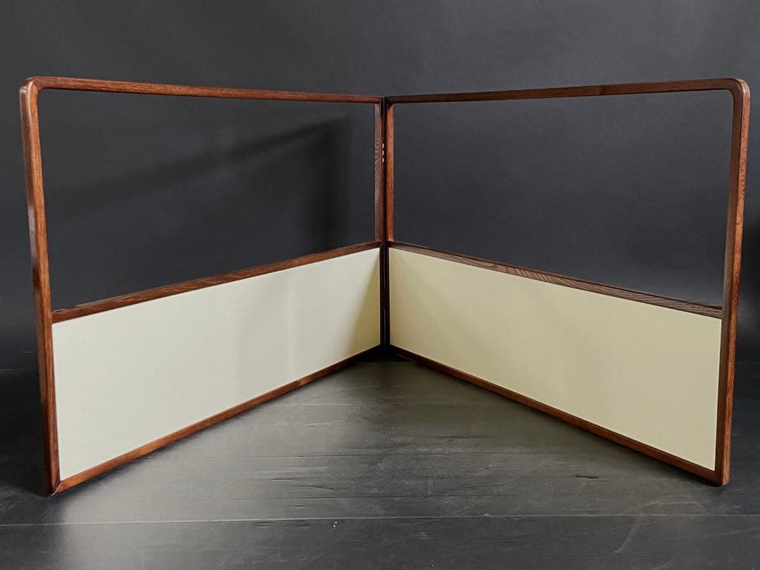 【美品】「祖」 紺地 鳥の子 両面使い 桑縁 上透かし 風炉先屏風（121⑤）