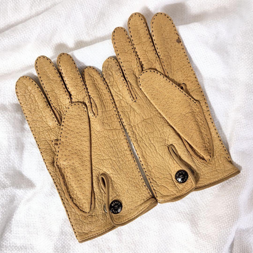 デンツDENTSハンドソーイング手縫いペッカリーレザーグローブ手袋アンライニング