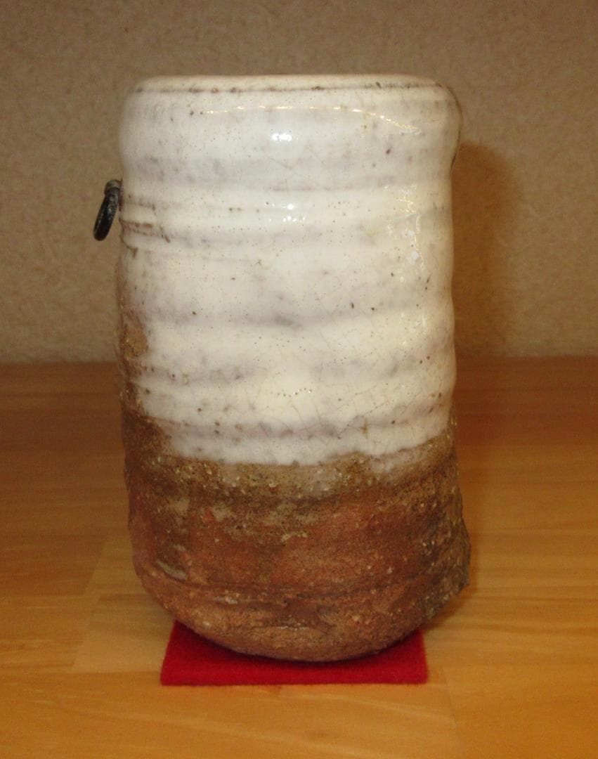 送料込【逢絢亭】茶道具 掛花入 萩焼 旅枕の形 渋谷泥詩 共箱入り