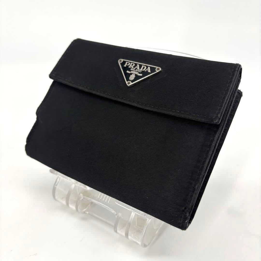 t*o様 PRADA プラダ ナイロン×テスートレザー 三つ折り財布　三角ロゴ