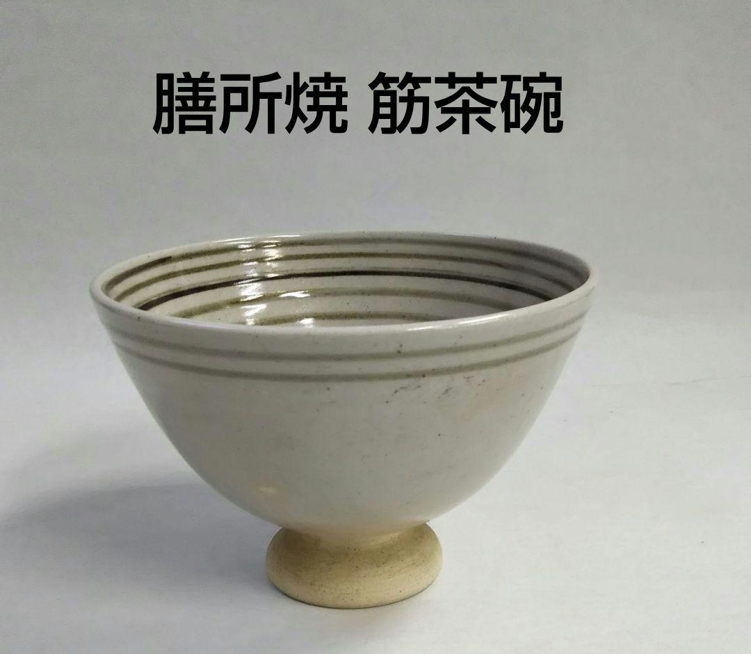 茶道具 茶碗 膳所焼 筋茶碗 淡海 ぜぜ 陽炎園 岩崎新定 新品