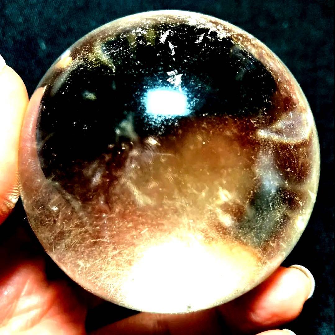 超大玉　67mm 満点星ヘアルチルクォーツ　丸玉　スフィア　パワーストーン