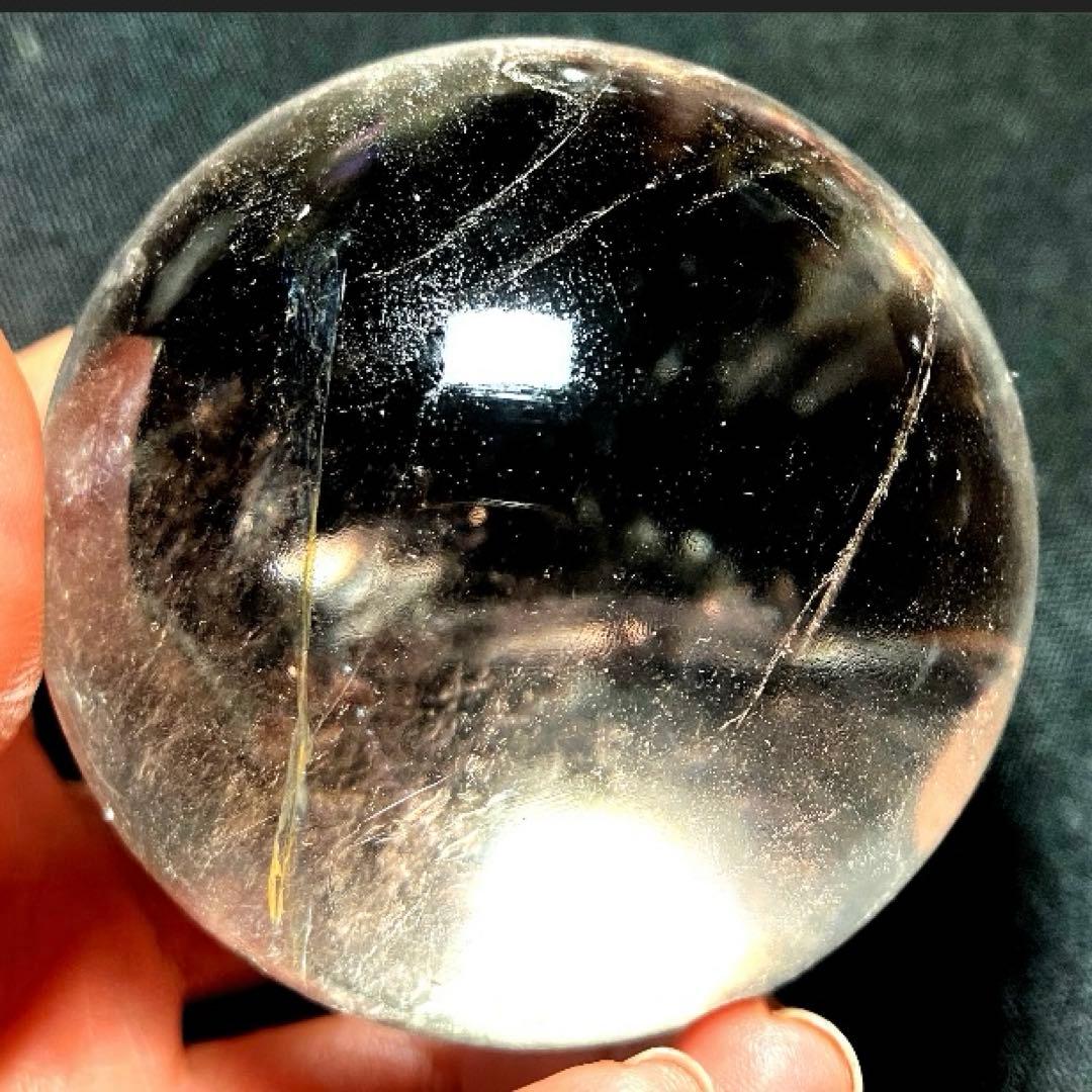 超大玉　67mm 満点星ヘアルチルクォーツ　丸玉　スフィア　パワーストーン
