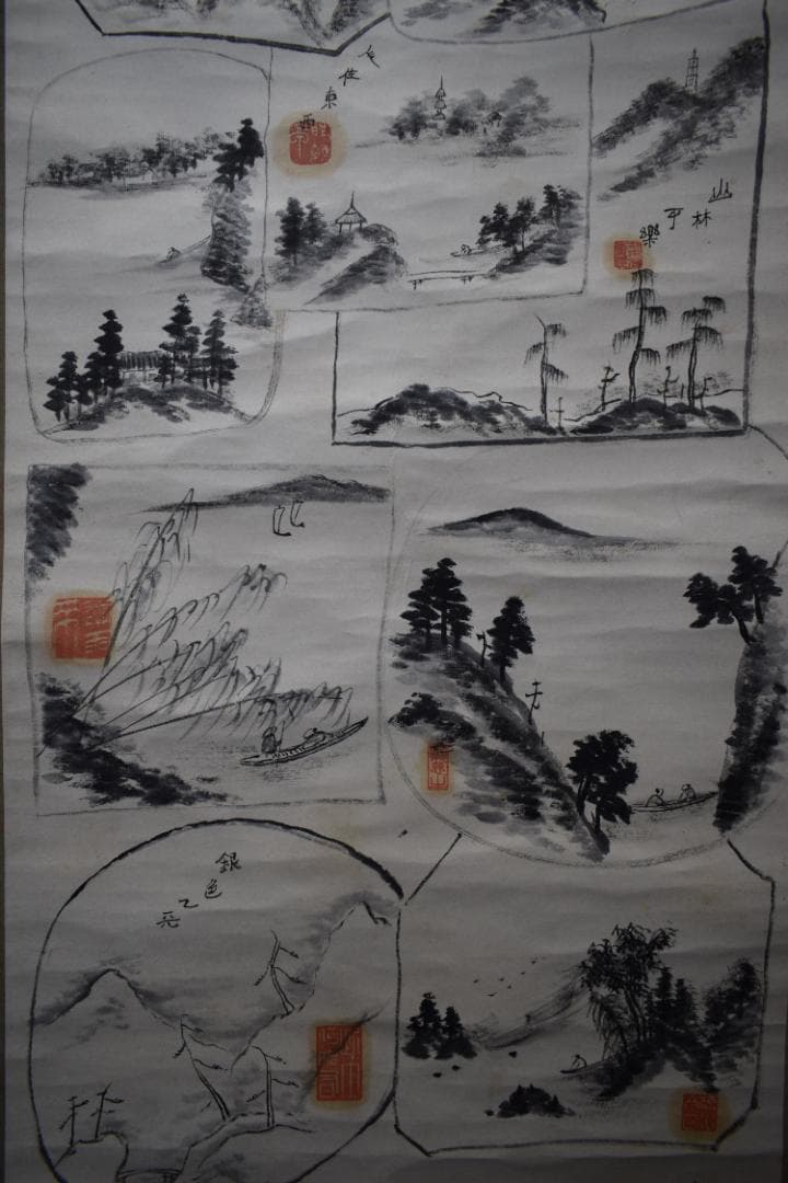 真作/思考/玉堂筆意/寂空/山水図/人物/書/布袋屋掛軸HK-136