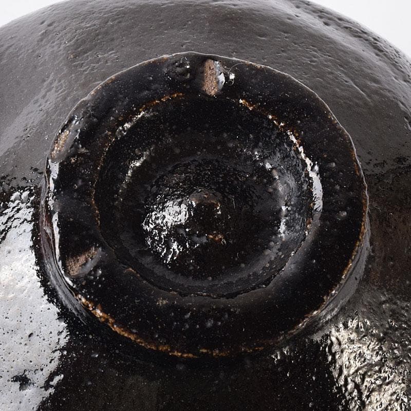 茶道具　九代　楽吉左衛門　了入造　黒楽茶碗　仕覆付　共箱　V　7571