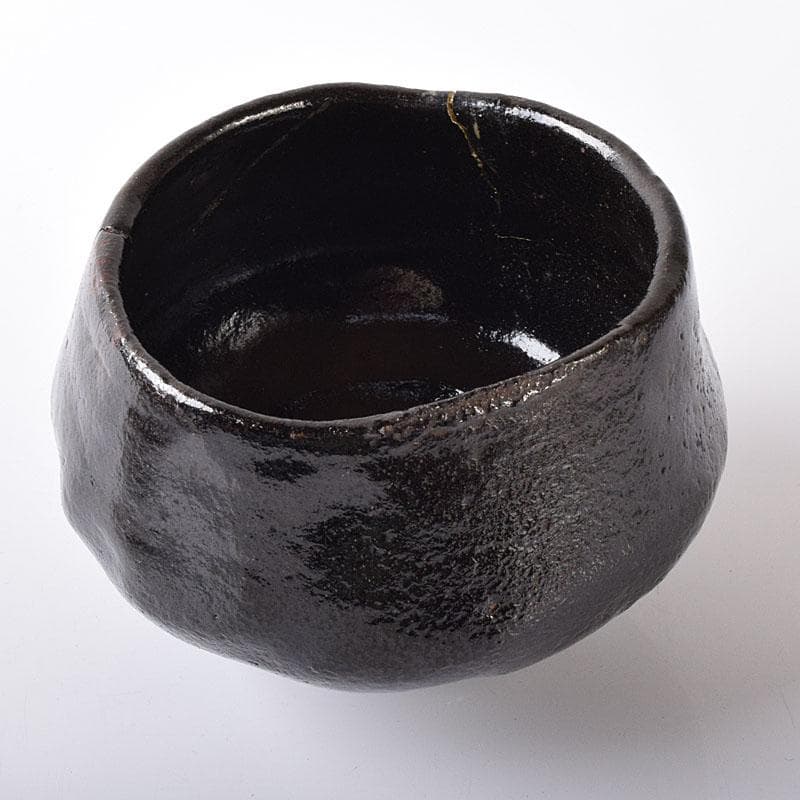 茶道具　九代　楽吉左衛門　了入造　黒楽茶碗　仕覆付　共箱　V　7571