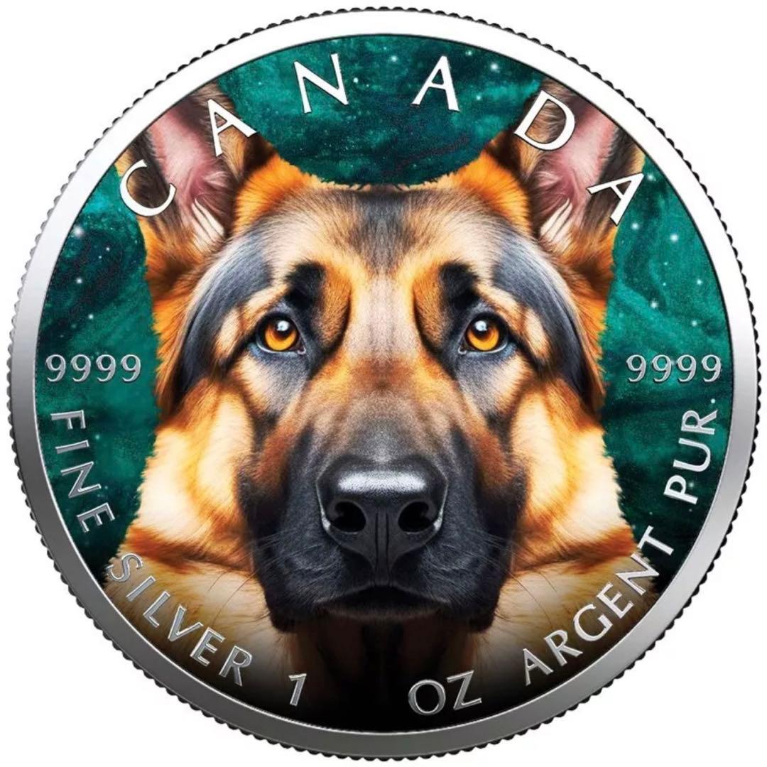 世界100枚限定！ メイプルリーフ 銀貨 カラー シェパード 1オンス 1oz