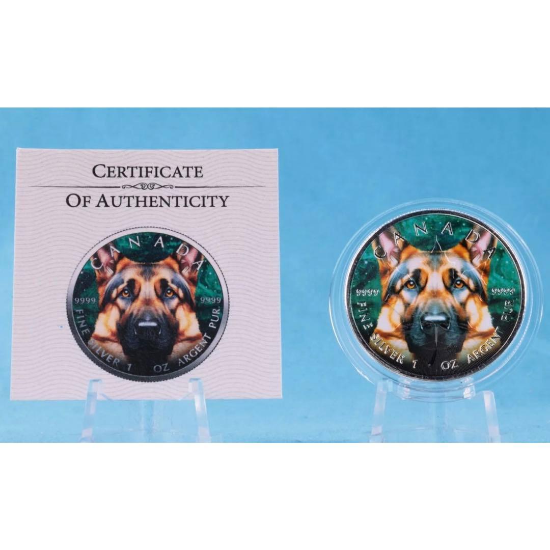 世界100枚限定！ メイプルリーフ 銀貨 カラー シェパード 1オンス 1oz