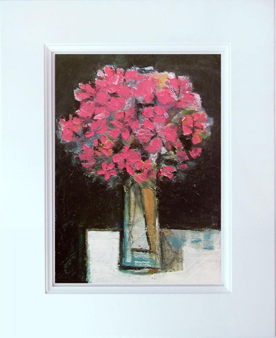 油絵 菅家令子 絵 絵画インテリア 額付(青緑＋金色の枠)uF6-113602花