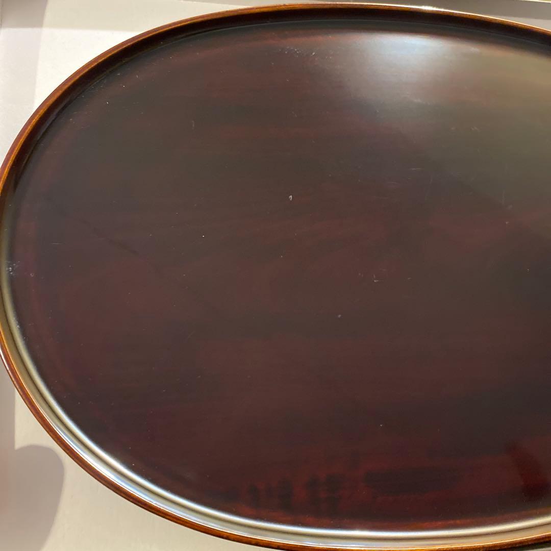 しこく彫　タメぬり小判盆　香川の漆器　未使用品　4つセット