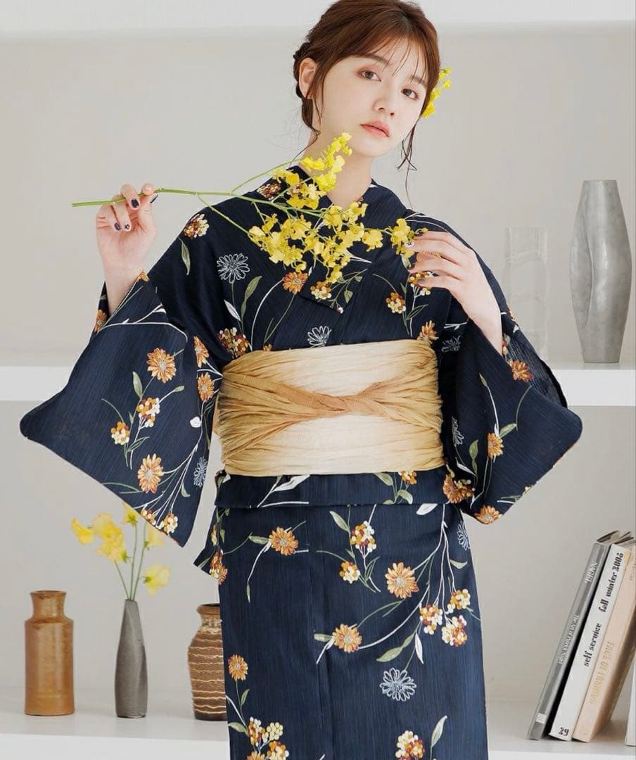 【未使用】Dita 浴衣5点セット 蒲公英色の花あそび(月夜)