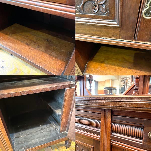 関西限定　送料別　アンティーク　ミラー付きサイドボード　飾り棚　キュリオケース