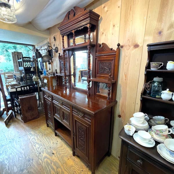関西限定　送料別　アンティーク　ミラー付きサイドボード　飾り棚　キュリオケース