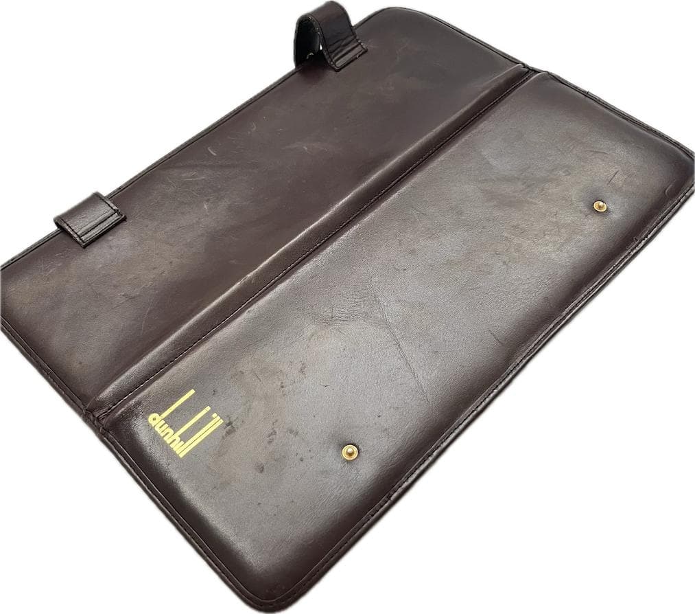 Dunhill ダンヒル ネクタイケース レザー　ブラウン 金ロゴ　出張