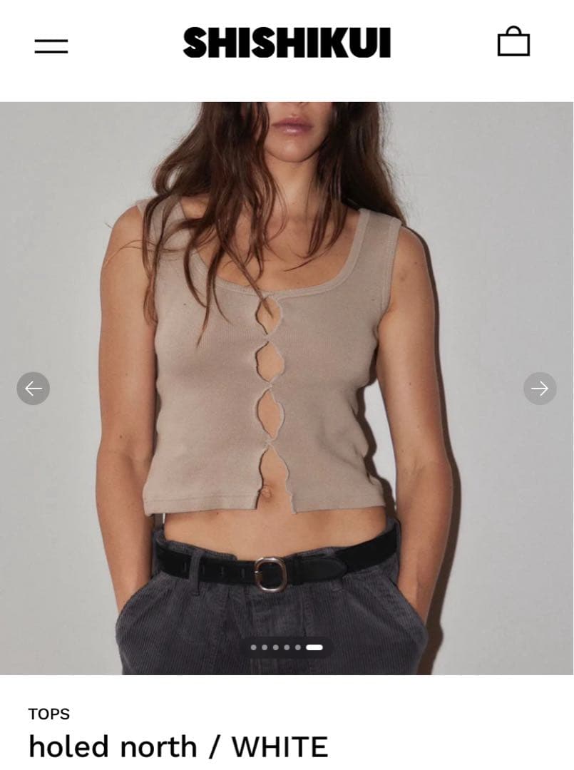 SHISHIKUI holed north ホワイト タンクトップ