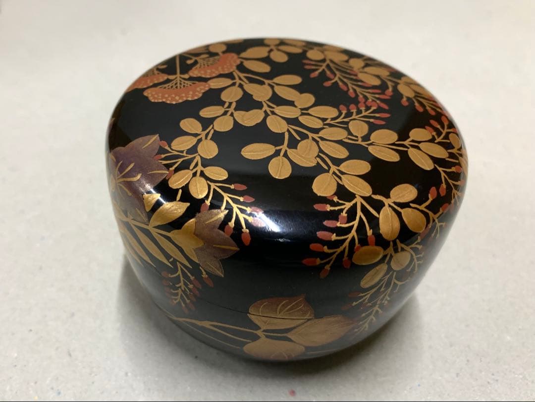 漆芸師 夏目有彦 内銀 秋草蒔絵 平棗 棗 茶器 茶道具