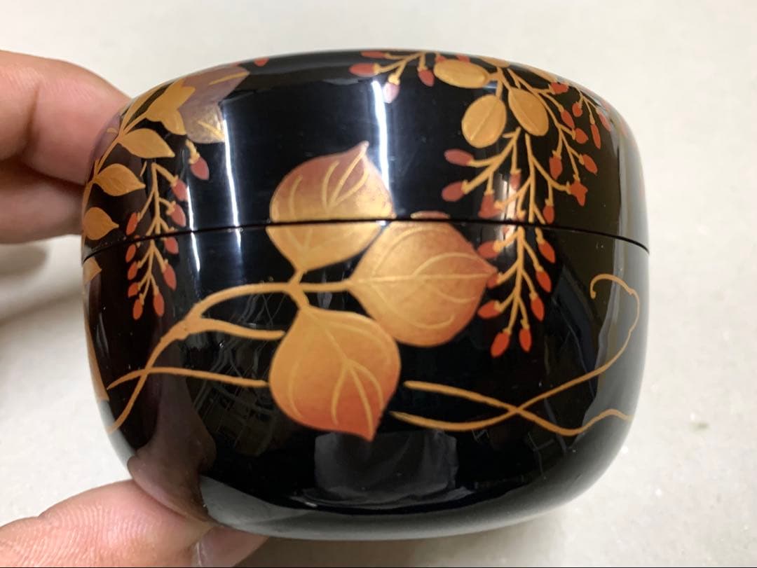 漆芸師 夏目有彦 内銀 秋草蒔絵 平棗 棗 茶器 茶道具