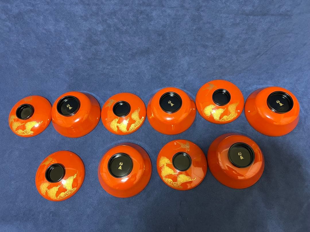 漆器　輪島塗　木製　蒔絵　蓋付椀　汁椀　5客　時代物　在銘稲森　木箱あり