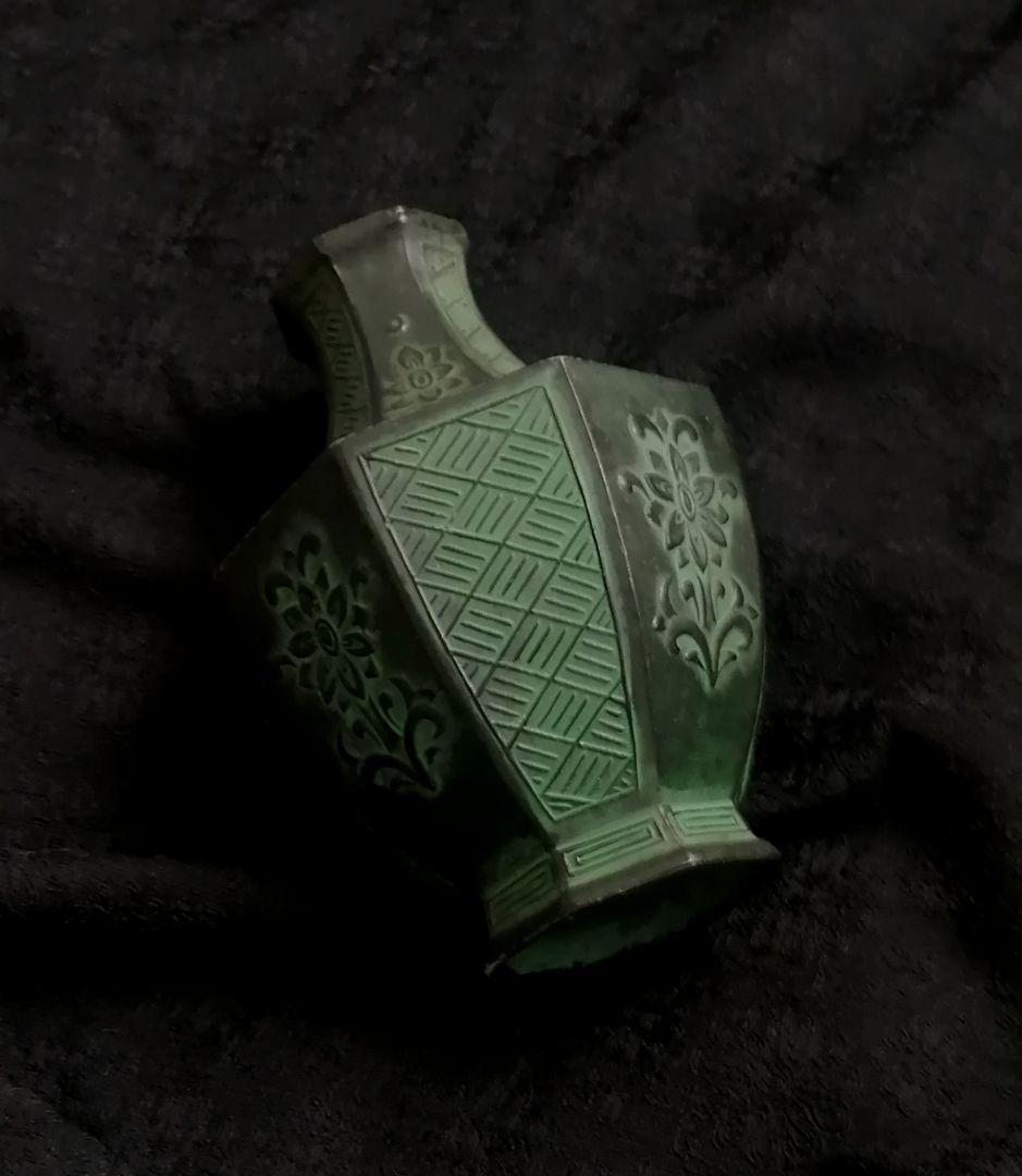 古銅 饕餮紋銅瓶 銅八角花瓶 銅花入　飛州作