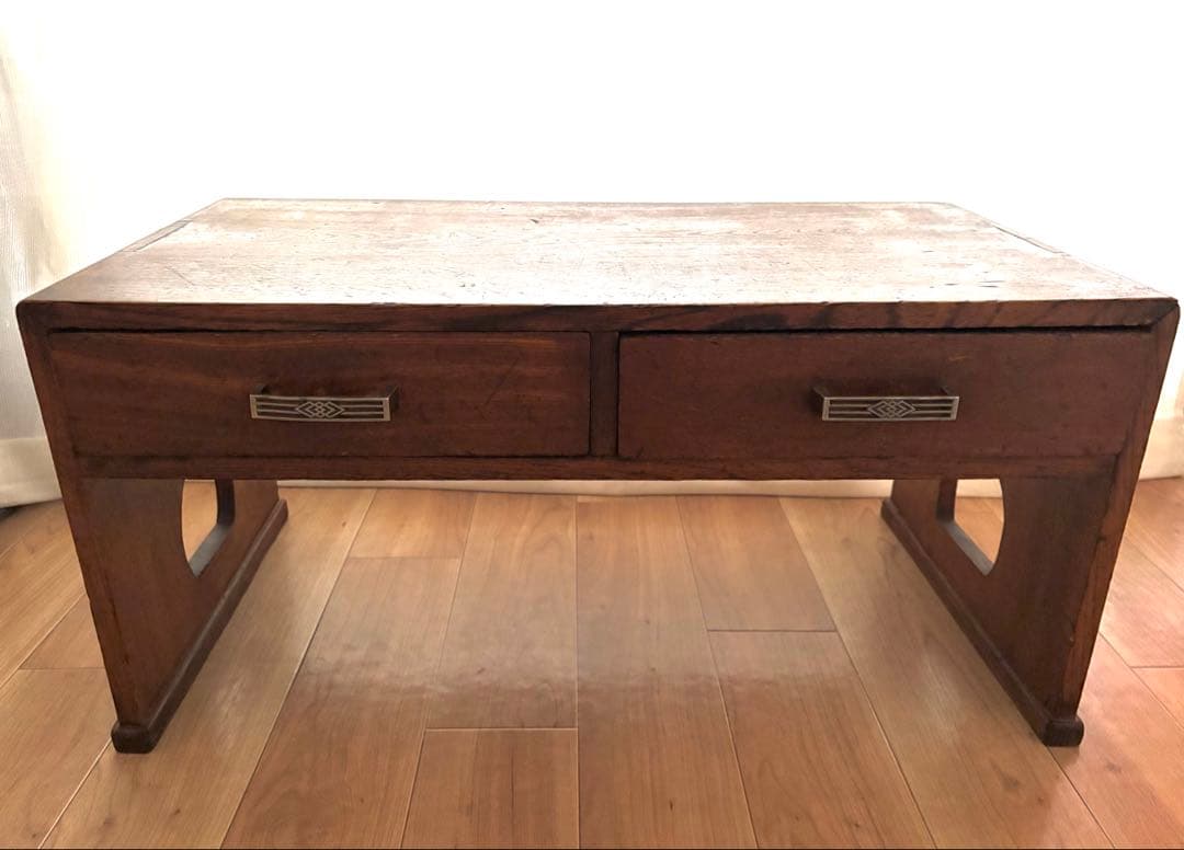 木製文机　2引き出し付き　アンティーク