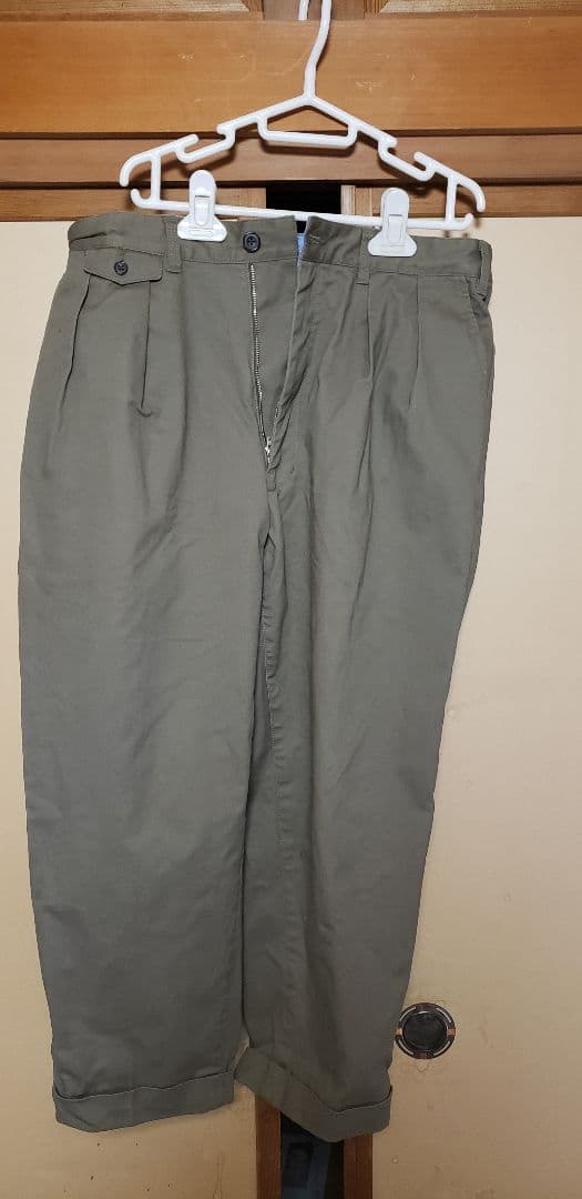 BEAMS PLUS 2 Pleats Tapered Twill カーキ L