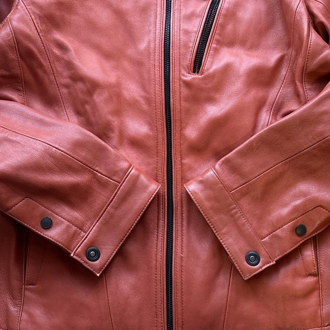 ✨希少カラー✨ニコルクラブ　シングルライダースジャケット 48 羊革 オレンジ