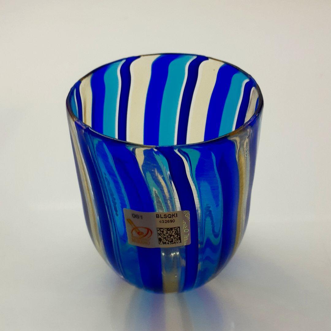 MURANO ムラノ 水色 ブルー ライン グラス