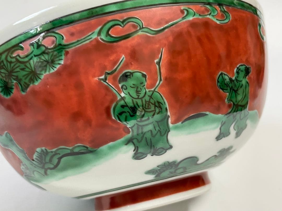 作家物　陶芸家　九谷　須田青華　須田菁華　唐子遊図　菓子鉢　深鉢　和食器　魯山人