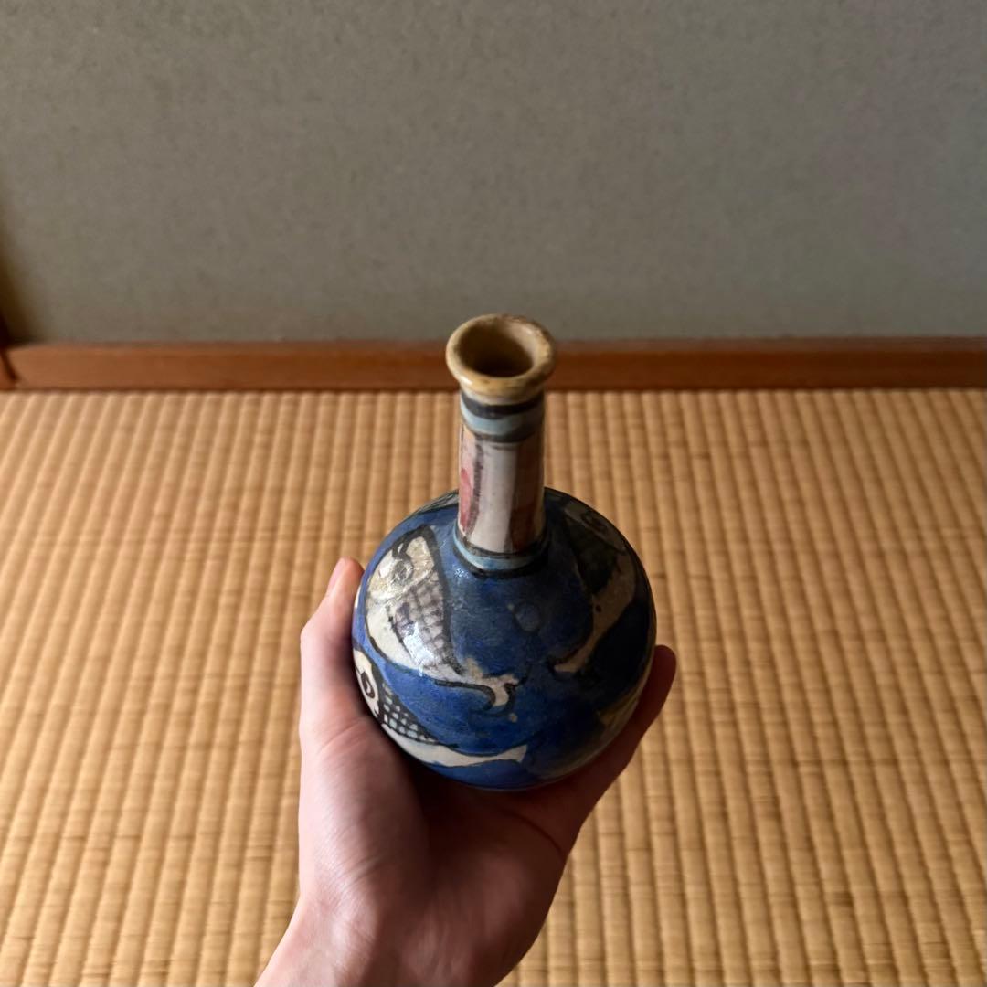 マジョリカ焼 マヨリカ焼 色絵魚文瓶 18世紀 古美術 骨董 デルフト 江戸時代