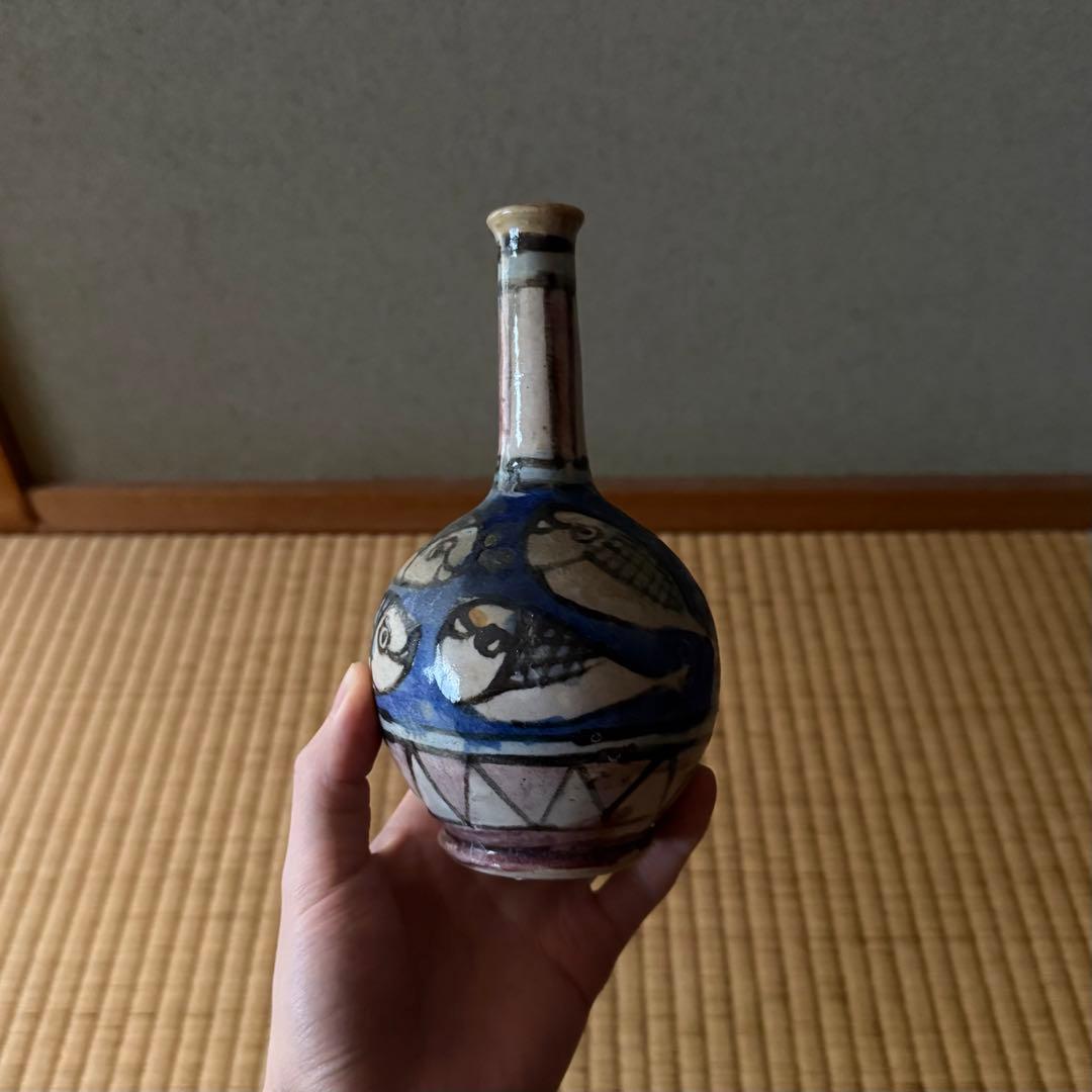 マジョリカ焼 マヨリカ焼 色絵魚文瓶 18世紀 古美術 骨董 デルフト 江戸時代