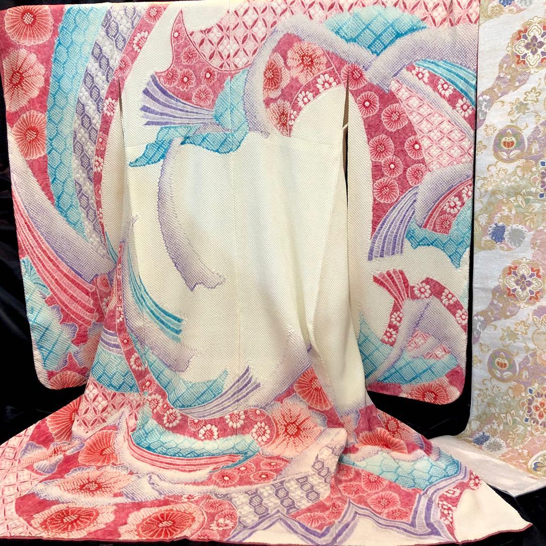 振袖フルセット■未使用■藤娘きぬたや■吉祥熨斗模様■総絞り■振袖一式