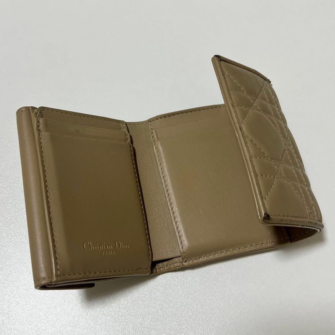 Dior レディディオール ロータスウォレット ベージュ　チェーン付き
