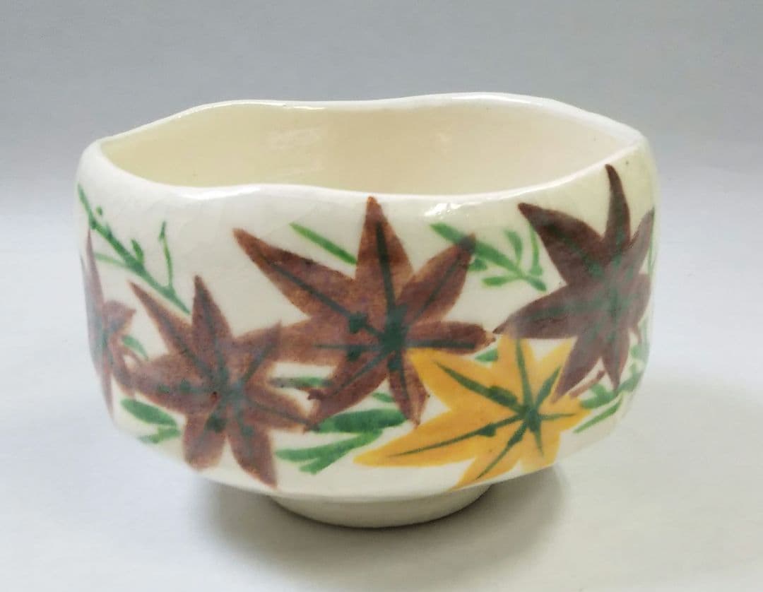 茶道具 茶碗 楽 白楽 紅葉 川崎和楽 川嵜和楽 新品