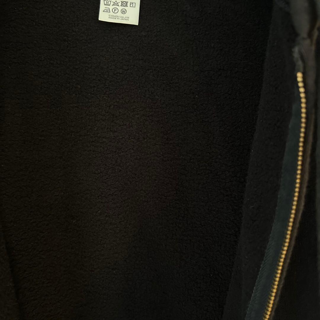 COMOLI コットン裏毛ジップパーカー 4 FADE BLACK コモリ タグ