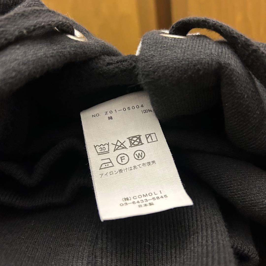 COMOLI コットン裏毛ジップパーカー 4 FADE BLACK コモリ タグ