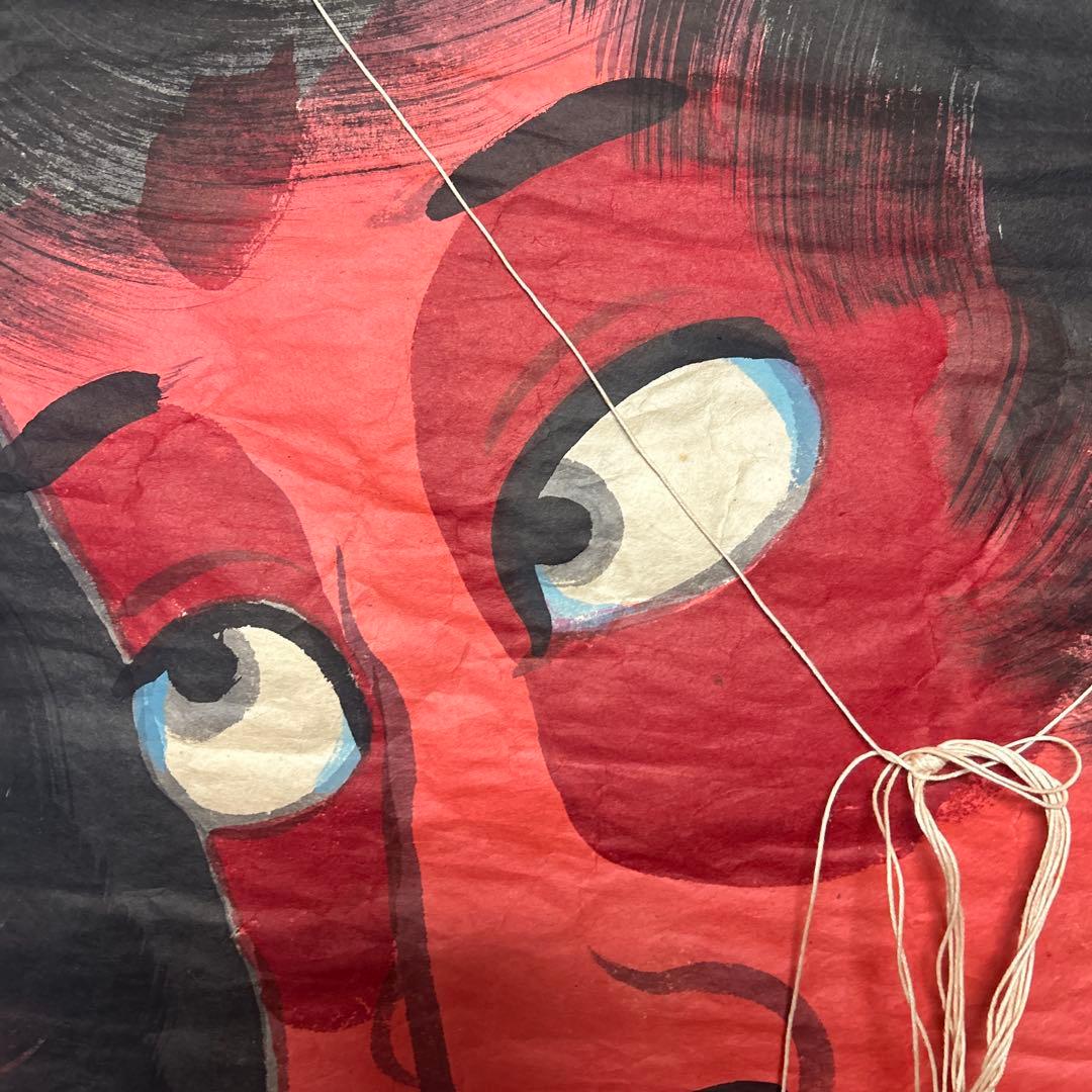 白根大凧　和風 六角形 凧 赤い顔の男　レトロ