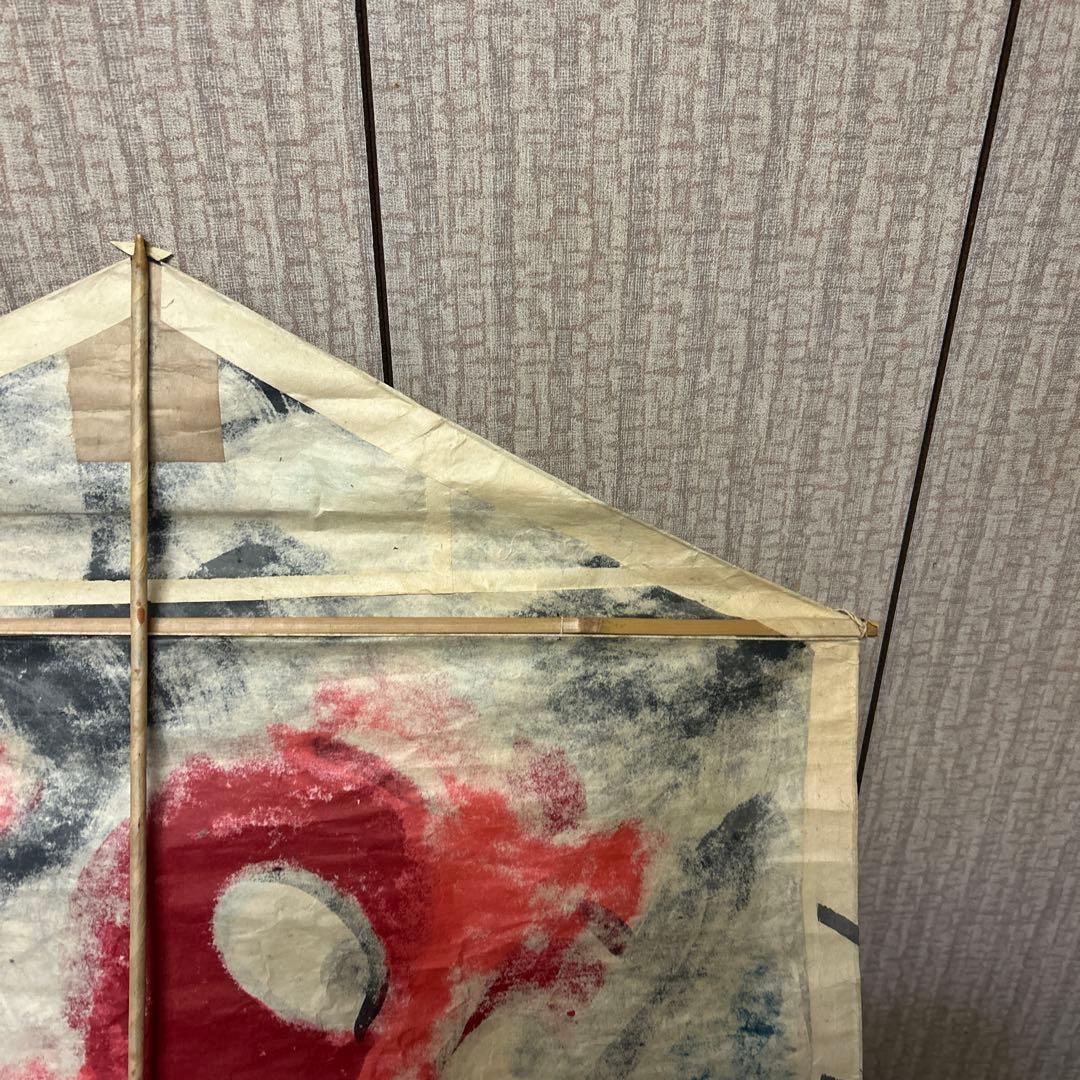 白根大凧　和風 六角形 凧 赤い顔の男　レトロ