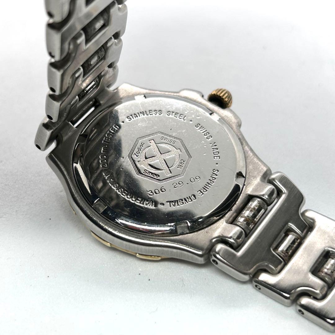 新品電池 稼働 ゾディアック QZ デイ SS メンズ 腕時計 シルバー