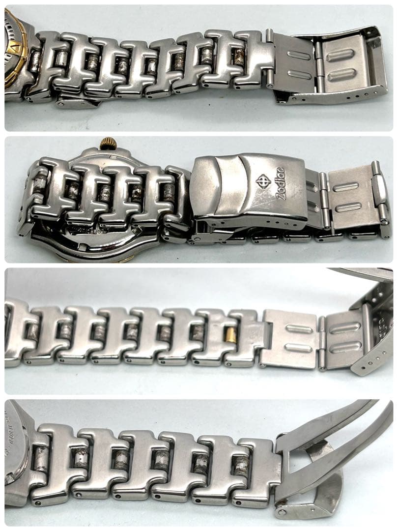 新品電池 稼働 ゾディアック QZ デイ SS メンズ 腕時計 シルバー