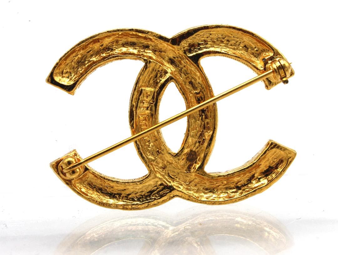 CHANEL シャネル ビンテージ ココマーク ゴールドラインストーン ブローチ
