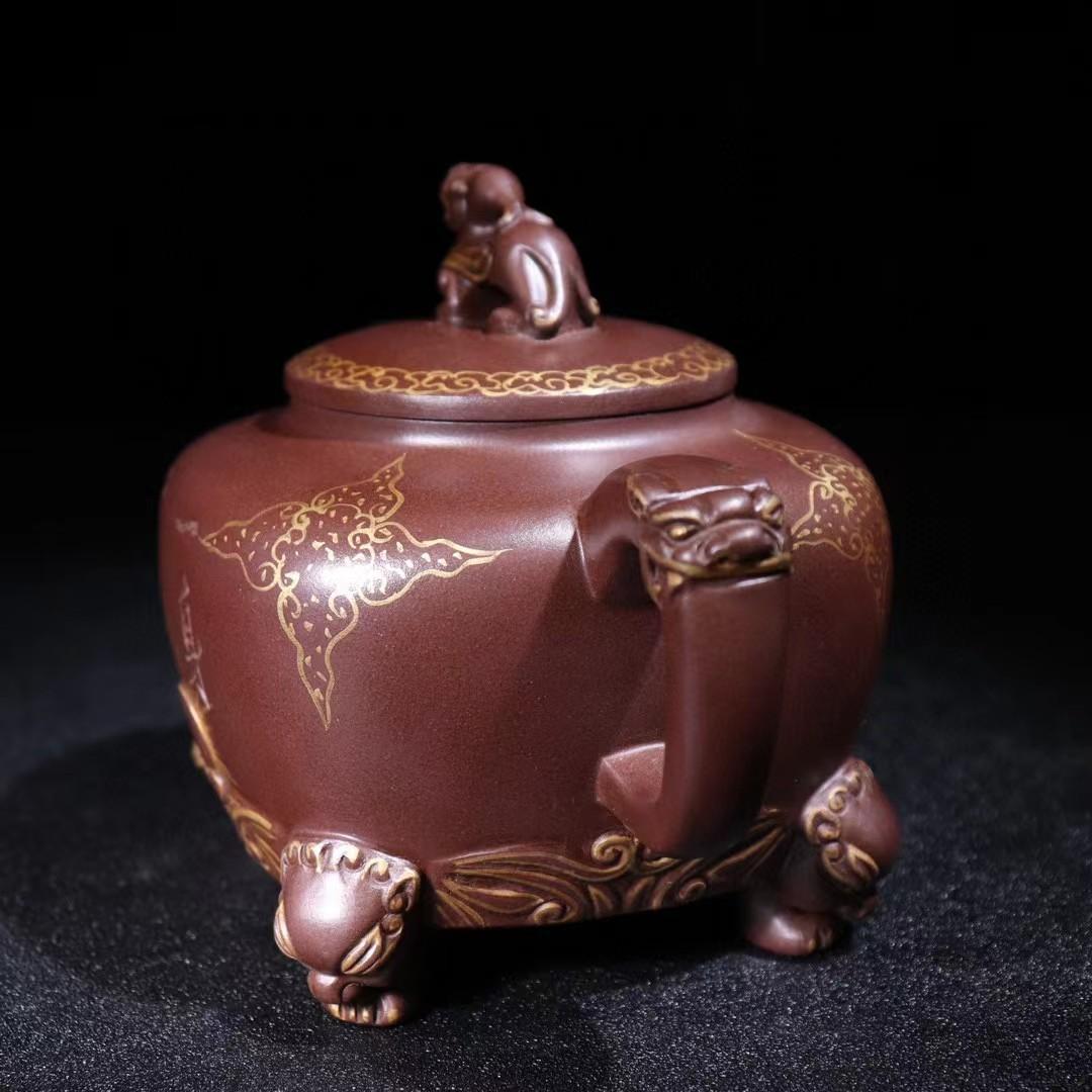 中国古美術・全身正気紫砂壺・底款徐漢棠紋・宜興原鉱・紫泥急須・茶壺・茶道具・置物