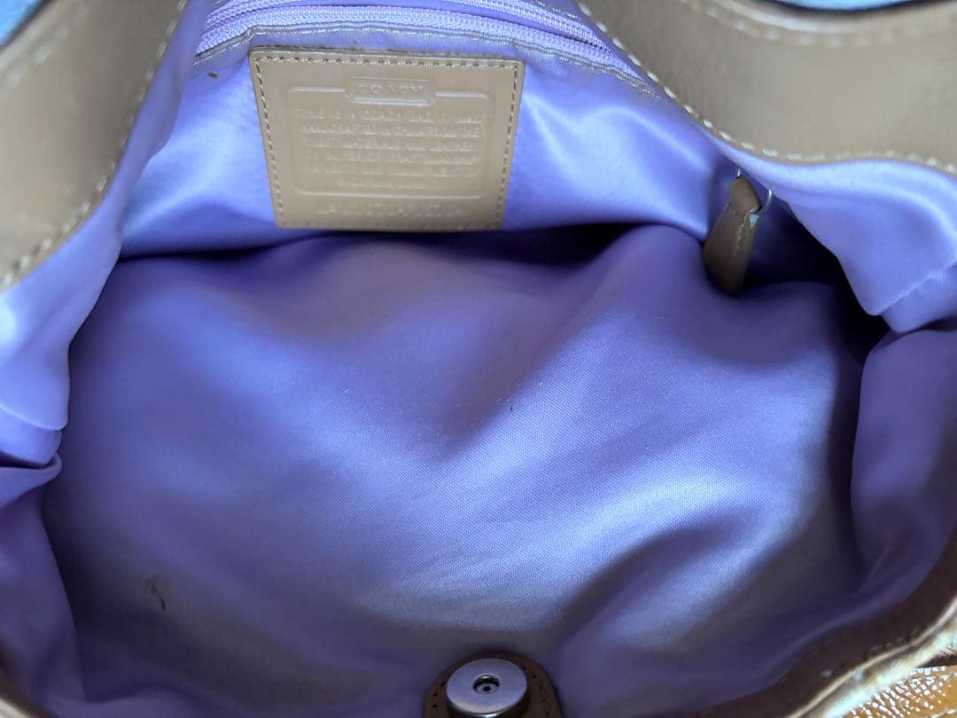 COACH アイボリー/ブラウン ショルダーバッグ真品保証