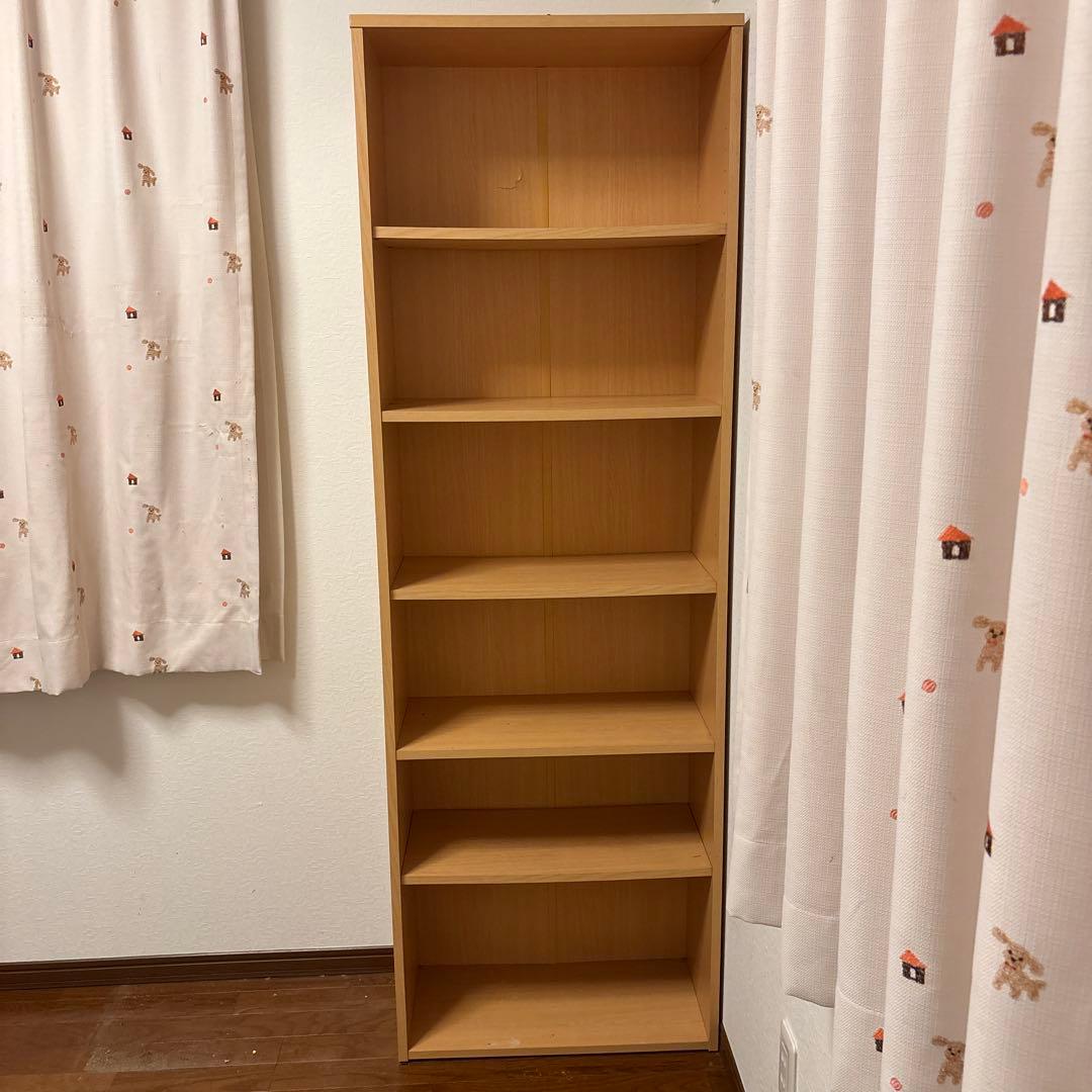 ナチュラル 6段本棚 合板製 縦長