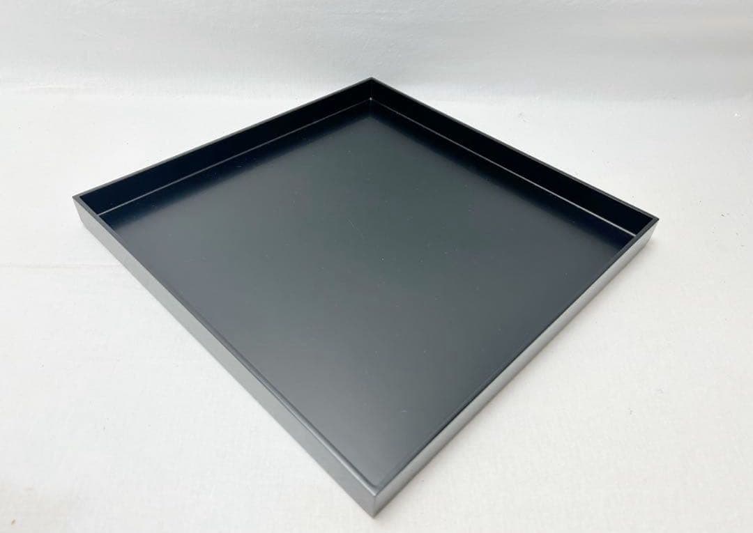 ほぼ未使用 懐石道具 葵春作 木製黒塗 利休形 折敷膳 5客揃 四方膳 共箱